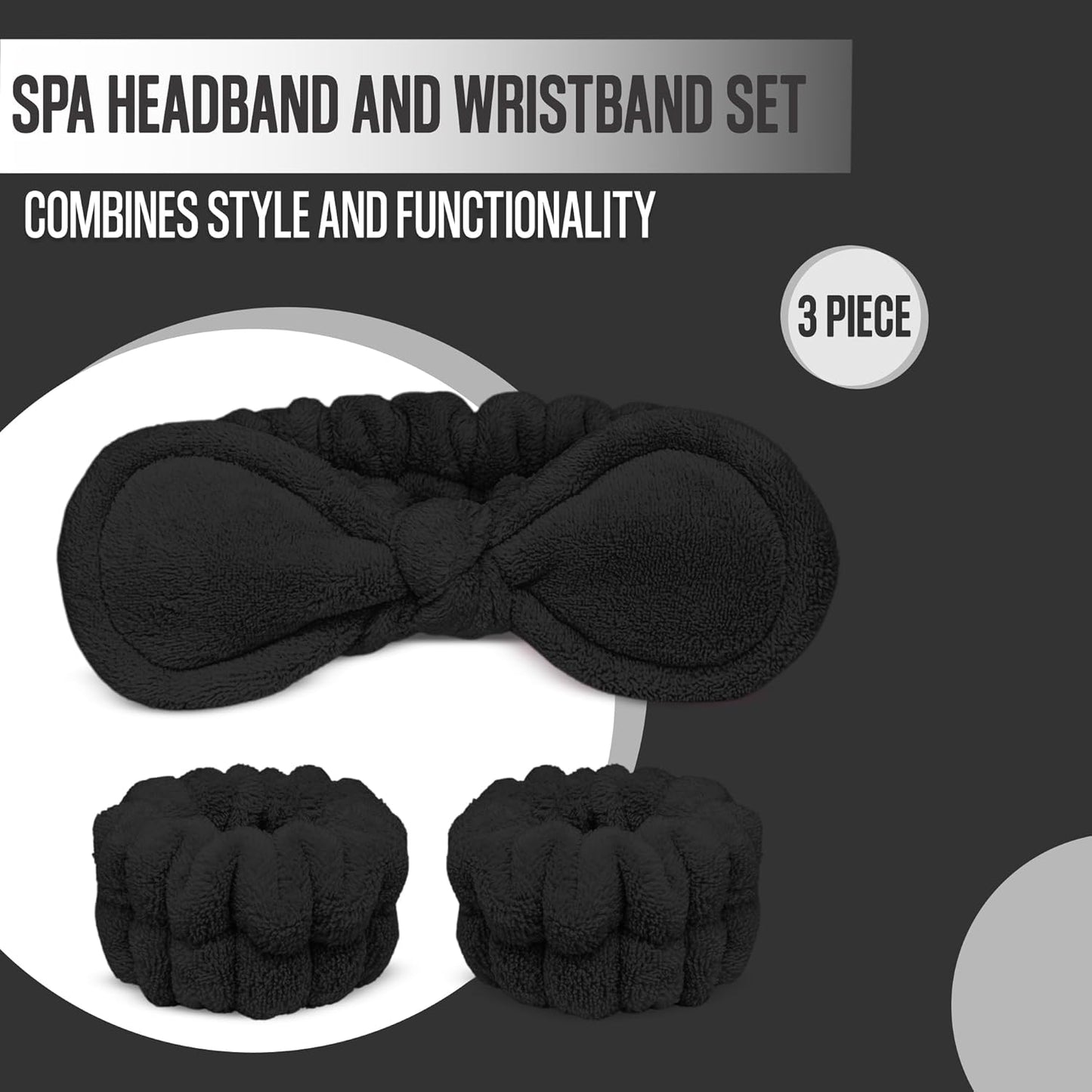 Anti-Slip Wristbands and Headband Set - Face Washing Accessories for Women | Spa Gift Set